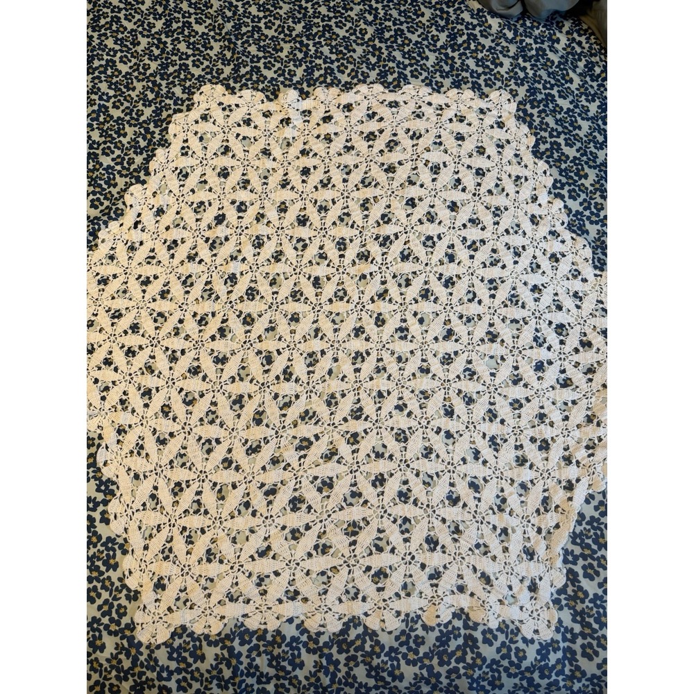 Vintage Hand Crocheted Doily Lot of 7 White & Purple Lace Table Runners Mats
